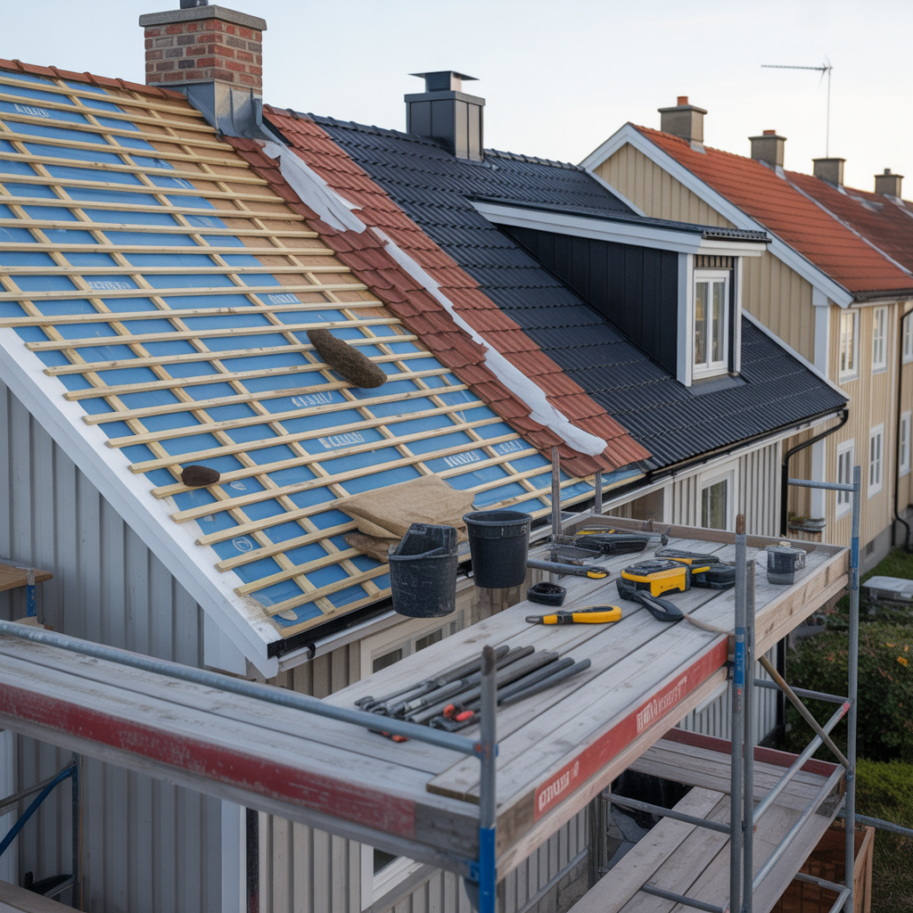 .Att byta tak pa radhus sa gar det till