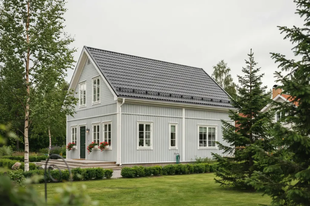 takbyte med nya betongpannor p villa i rimbo